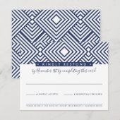 RSVP-ANTWOORDKAART modern geo eenvoudig marineblau RSVP Kaartje (Voorkant / Achterkant)