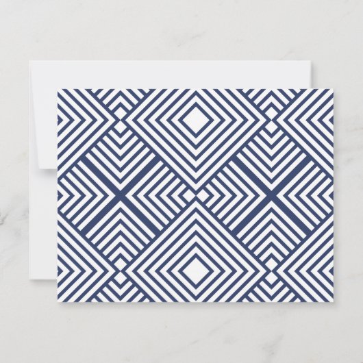 RSVP-ANTWOORDKAART modern geo eenvoudig navyblauw RSVP Kaartje (Achterkant)