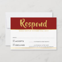 RSVP-antwoordkaart modern rood bordeauxrood goud