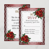 RSVP-antwoordkaart rode rozen RSVP Kaartje (Voorkant / Achterkant)