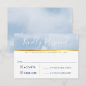 RSVP-ANTWOORDKAART smart waterverf blauw RSVP Kaartje (Voorkant / Achterkant)