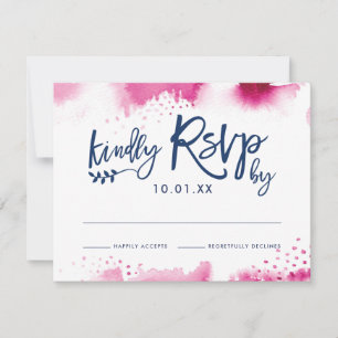 RSVP-ANTWOORDKAART stijlvolle donkerroze aquarel RSVP Kaartje