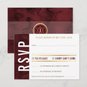 RSVP-ANTWOORDKAART vet blok modern rood bordeauxro RSVP Kaartje (Voorkant / Achterkant)