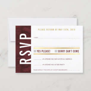 RSVP-ANTWOORDKAART vet blok modern rood wijnrood g RSVP Kaartje