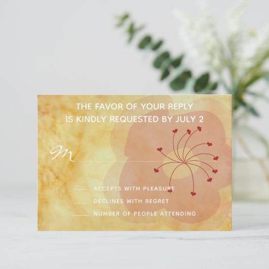 RSVP-antwoordkaart voor bruiloft, Aziatisch beïnvl RSVP Kaartje (Staand voorkant)