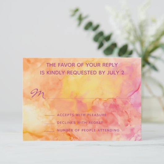 RSVP-antwoordkaart voor bruiloft - Verse bloemen RSVP Kaartje (Staand voorkant)