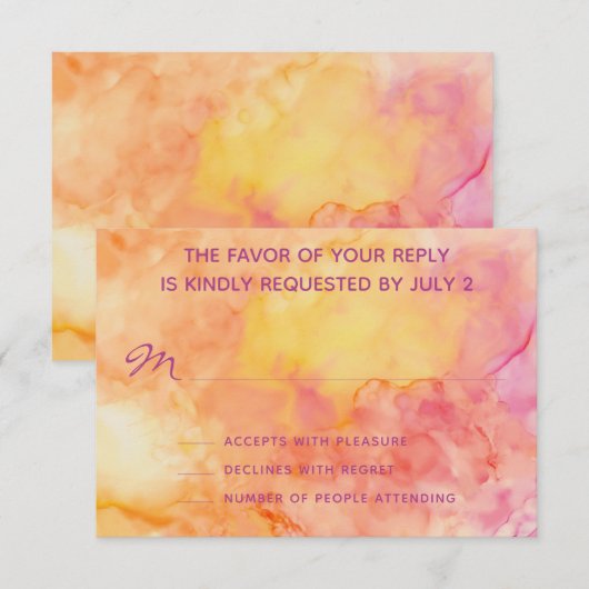 RSVP-antwoordkaart voor bruiloft - Verse bloemen RSVP Kaartje (Voorkant / Achterkant)