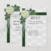 RSVP-antwoordkaart witte roze groene linten RSVP Kaartje (Voorkant / Achterkant)