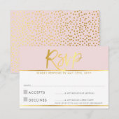 RSVP antwoordkaart zachtroze goud lettertype (Voorkant / Achterkant)