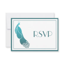 RSVP-antwoordkaarten Art Deco Pauw in Teal Groen
