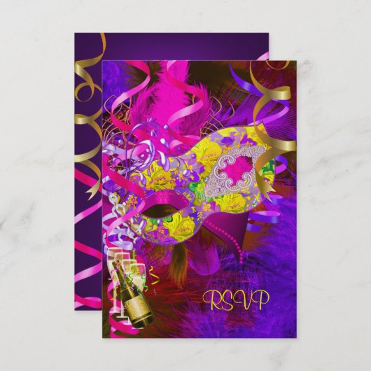 RSVP antwoordmaskers Champagne Geel (Voorkant / Achterkant)