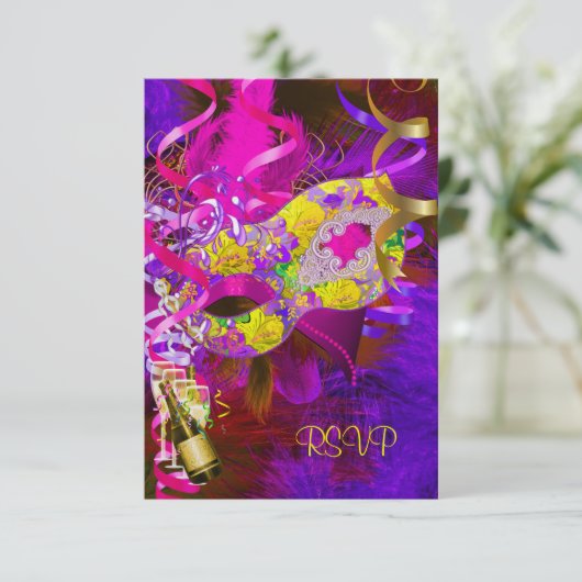 RSVP antwoordmaskers Champagne Geel (Staand voorkant)