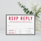 RSVP ANTWOORDT OP DE moderne, vette, grijze rode j (Staand voorkant)