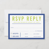 RSVP ANTWOORDT OP modern vet koninklijk blauw limo