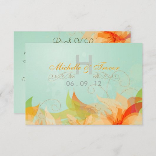 RSVP - Aqua Abstract Trouwkaarten (Voorkant / Achterkant)