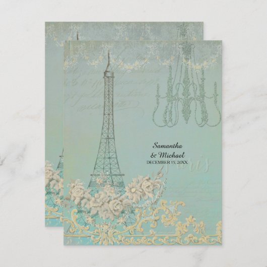 RSVP Aqua  Paris Parijse stijlvolle bruiloft (Voorkant / Achterkant)