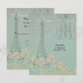 RSVP Aqua  Paris Parijse stijlvolle bruiloft Kaartje (Voorkant / Achterkant)