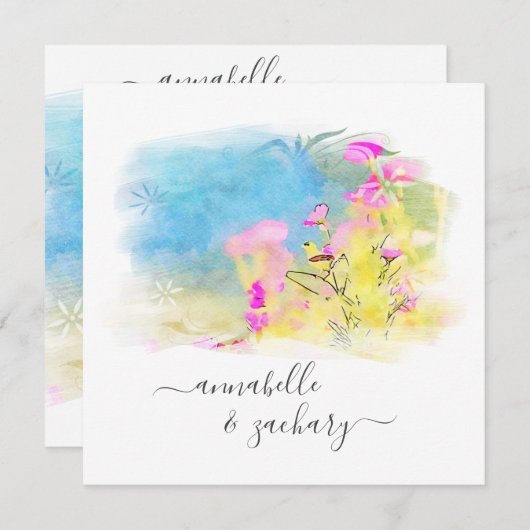 *~* RSVP AR15 QR Waterverf Vogel BLOEMEN Huwelijk Kaart (Voorkant / Achterkant)