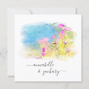 *~* RSVP AR15 QR Waterverf Vogel BLOEMEN Huwelijk Kaart