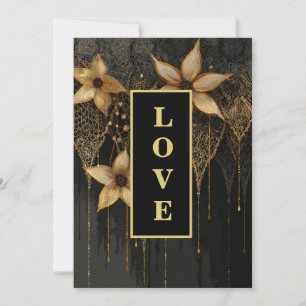 *~ RSVP AR26 QR 9 Gold Lace LOVE Vintage Wedding Kaart