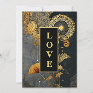 *~ RSVP AR26 QR Gold Lace LOVE  21 bruiloft Kaart