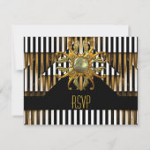RSVP Art Deco Zwart Geel Gouden Streep Jewel (Voorkant)