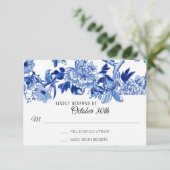 RSVP Asian Influence Navy Blue Floral Chinoiserie Kaart (Staand voorkant)