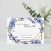 RSVP Asian Influence Navy Blue Floral Chinoiserie Kaart (Staand voorkant)