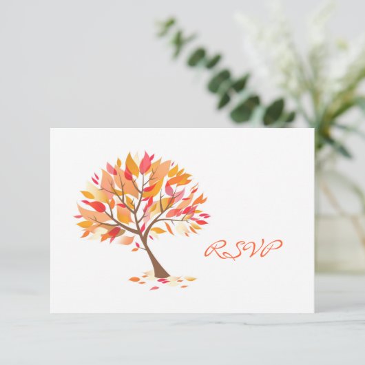 RSVP Autumn Theme Weddenskaart (Staand voorkant)