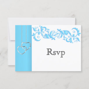 RSVP Baby Blauwe Bloemen Wervel en Wit Kaartje