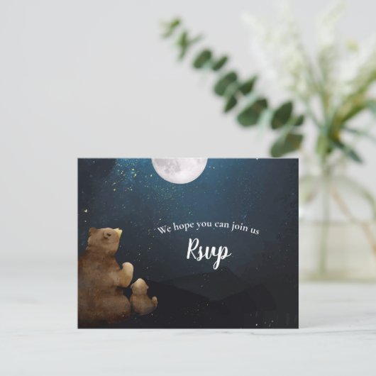 RSVP Baby shower Beren Over The Moon (Staand voorkant)