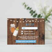 RSVP Baby shower Boy Blue Beer Bierbrouwen Hout Kaart (Staand voorkant)