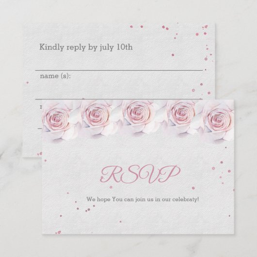 RSVP Baby shower Kaarten Blush Pink (Voorkant / Achterkant)