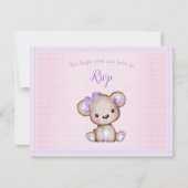 RSVP Baby shower Leuk Meisje Paarse Beer (Voorkant)