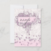 RSVP Baby Shower Meisje Marmer Roze Glitter Confet Kaart (Voorkant)