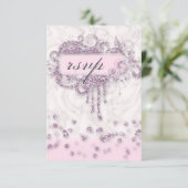 RSVP Baby Shower Meisje Marmer Roze Glitter Confet Kaart (Staand voorkant)