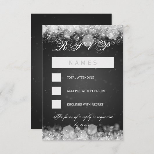 RSVP Baby shower Night Sparkle Black (Voorkant / Achterkant)