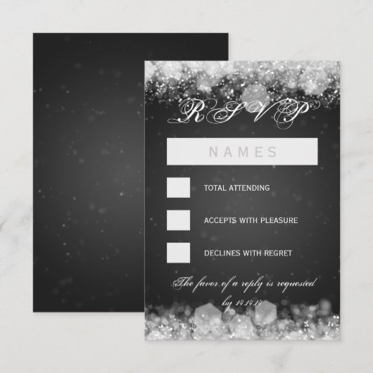 RSVP Baby shower Night Sparkle Black Kaartje (Voorkant / Achterkant)