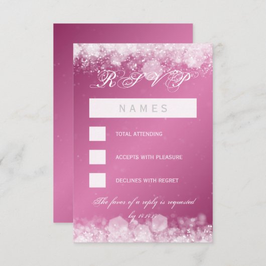 RSVP Baby shower Night Sparkle Pink (Voorkant / Achterkant)