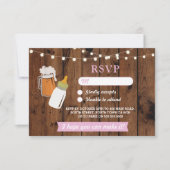RSVP Baby shower Roze Meisje Bierbrouwen Hout Kaart (Voorkant)
