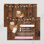 RSVP Baby shower Roze Meisje Bierbrouwen Hout Kaart (Voorkant / Achterkant)