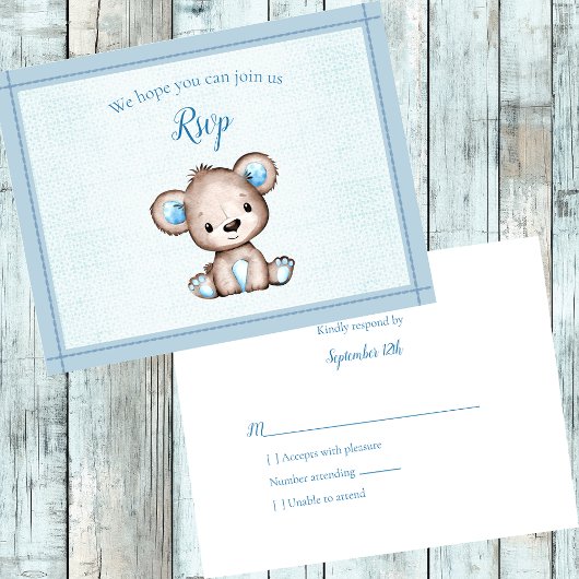 RSVP-Baby shower Schattige bruin Beer RSVP Kaartje