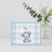RSVP-Baby shower Schattige grijs Beer RSVP Kaartje (Staand voorkant)