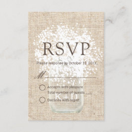 RSVP | Baby's Breath Mason Jar Rustic Wedding Kaartje