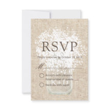 RSVP | Baby's Breath Mason Jar Rustic Wedding