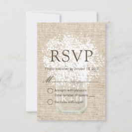 RSVP | Baby's Breath Mason Jar Rustic Wedding Kaartje