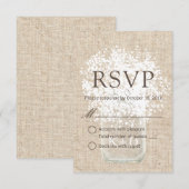 RSVP | Baby's Breath Mason Jar Rustic Wedding Kaartje (Voorkant / Achterkant)