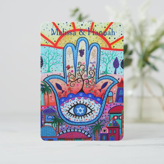 RSVP Bar Bat B'nai B'not Beach Theme Response Card (Staand voorkant)