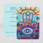 RSVP Bar Bat B'nai B'not Beach Theme Response Card Kaartje (Voorkant / Achterkant)