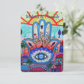 RSVP Bar Bat B'nai B'not Beach Theme Response Card Kaartje (Staand voorkant)